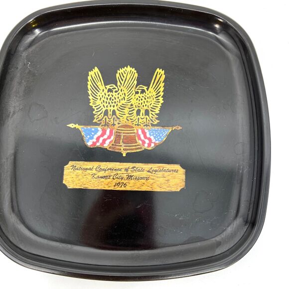 Vintage Couroc Liberty Tray Plate Double Eagle Flag Bell 1976 - Picture 1 of 6